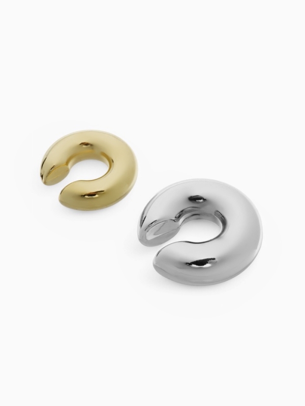 Серьги «Каффы» набор 2 шт, бублики, цвет золото с серебром
