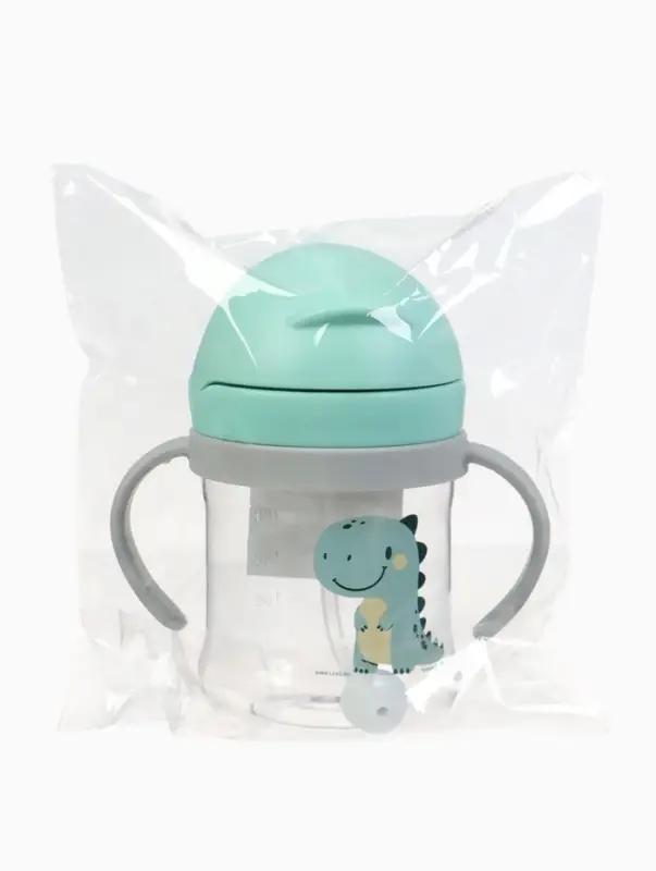 Поильник - непроливайка детский Крошка Я с силиконовой трубочкой и грузиком, от 9 мес., 250 мл., с ручками, бирюзовый