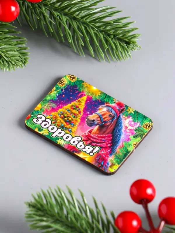 Набор новогодних магнитов 6 шт "Удачи" 6х4,5 см