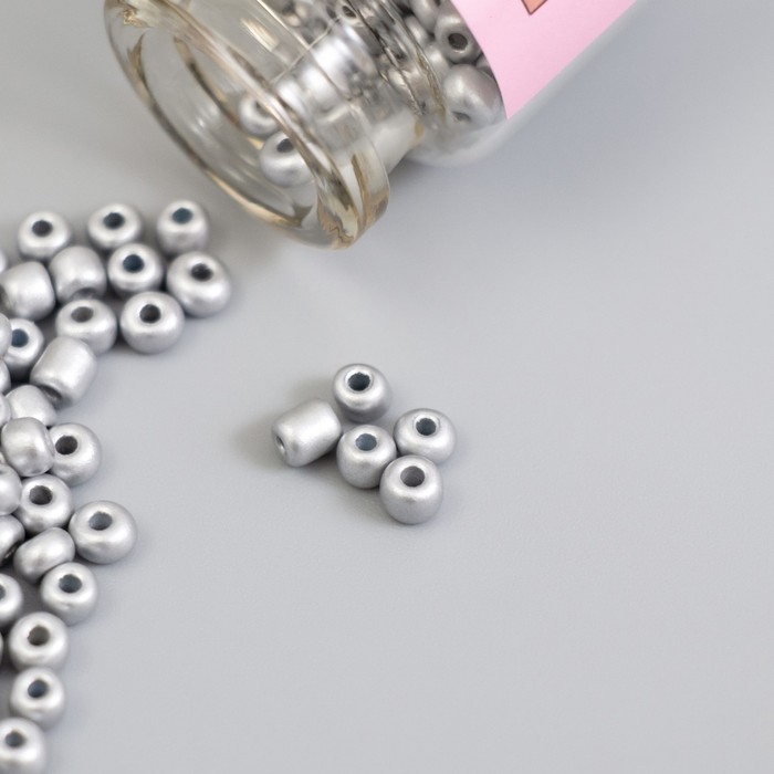 Бисер круглый 6/0 в бутылочке  Бисер круглый 6/0 в бутылочке "Серебро" 2х20 гр набор 2 шт