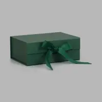 Коробка подарочная на магните с бантом, 22&times;17&times;8.5 см, самосборная, зелёная