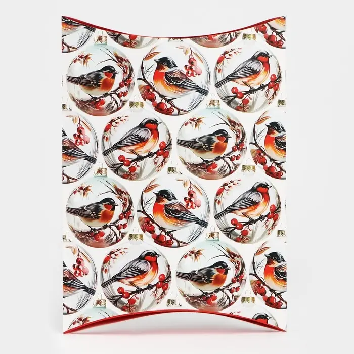 Коробка новогодняя складная фигурная «Снегири», 26 х 19 х 4 см Коробка новогодняя складная фигурная «Снегири», 26 х 19 х 4 см