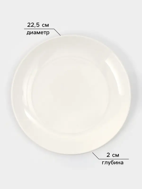 Тарелки обеденные Доляна White Label, набор 4 шт., d=22.5 см, фарфор, белые