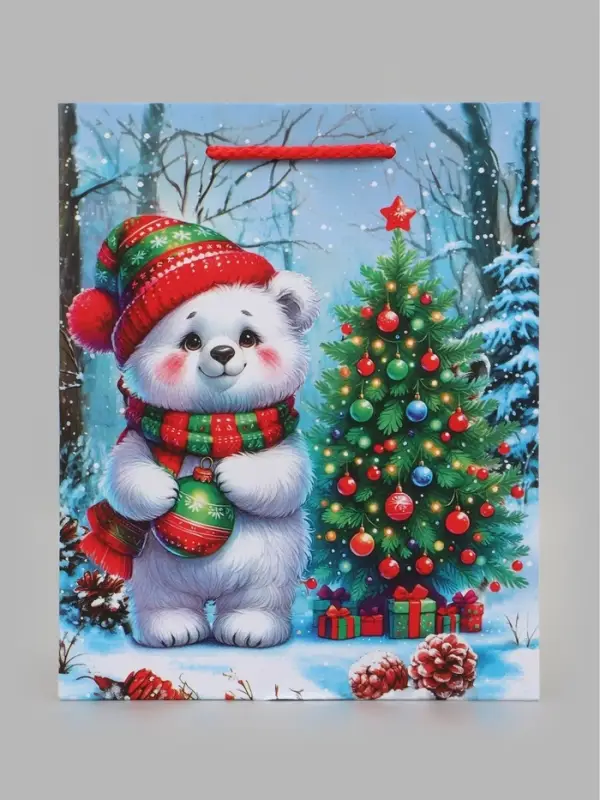 Пакет подарочный &laquo;Белый мишка&raquo;, 18&times;10&times;22.3 см
