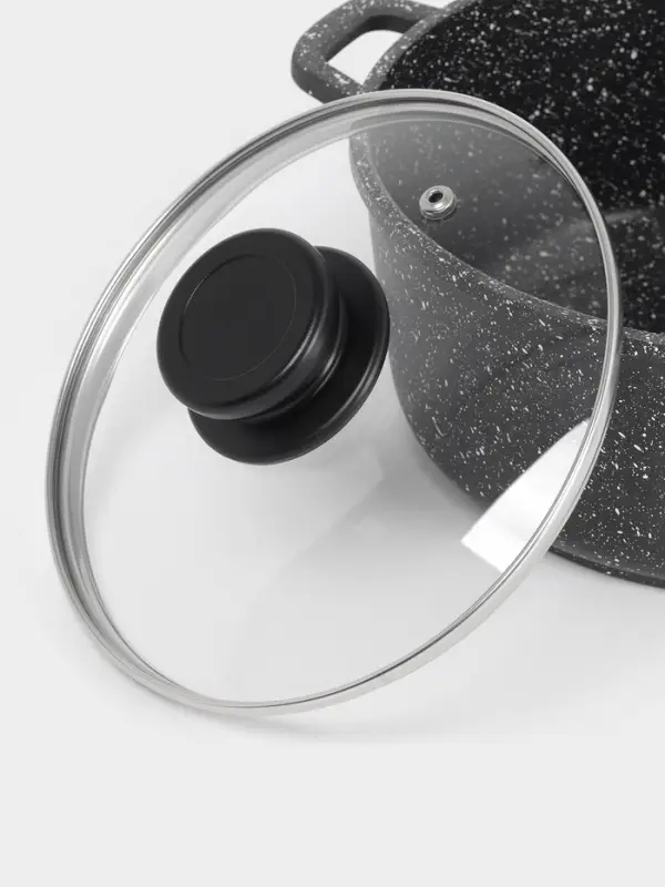 Крышка для сковороды и кастрюли Доляна, d=18 см, нержавеющий обод, пластиковая ручка, стекло, прозрачная