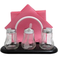 Набор для специй 3пр.(соль,перец,горч) + салфетница пластик, кт970