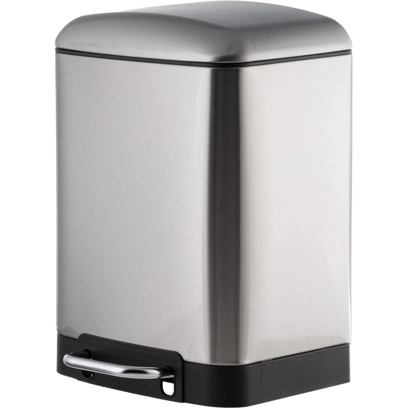 Ведро мусорное с педалью и доводчиком Luscan 6л,матов.,прямоуг,нерж сталь