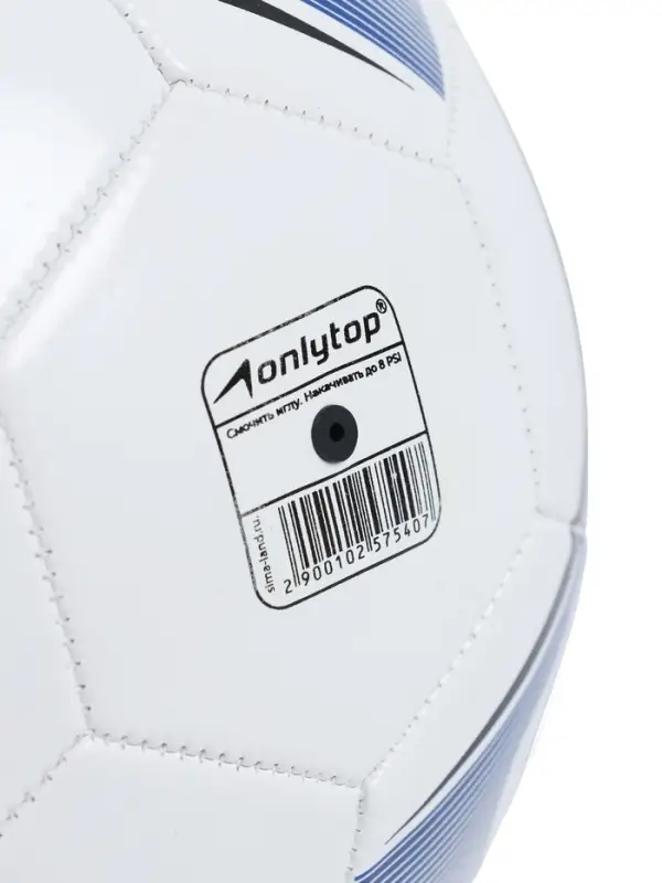 Футбольный мяч ONLYTOP, машинная сшивка, 32 панели, р. 5, PVC, резиновая камера, белый, голубой