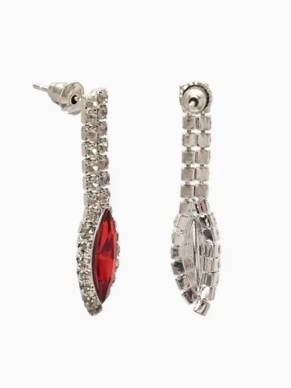 Набор 2 предмета: серьги, колье &laquo;Листопад&raquo;, тонкий ромб, красно-белый в серебре, 45 см