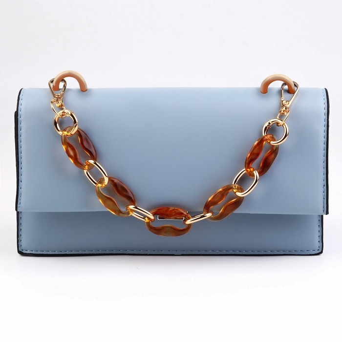 Цепочка для сумки, пластиковая, с карабинами, 34 × 21/23 × 17 мм, 30 см, цвет янтарно-коричневый/золотой