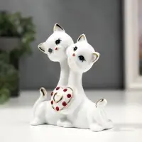 Фигурка керамика &laquo;Котята с сердцем со стразами&raquo;, белый с золотом, 10.2 см