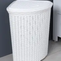 Корзина для белья угловая с крышкой &laquo;Ротанг&raquo;, 60 л, 40.5&times;40.5&times;57 см, белая