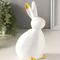 Копилка полистоун "Кролик" 21,5х10 см, белый с золотом