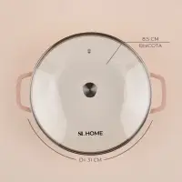 Сковорода-Вок SL Home, 3.1 л, d=31 см, h=8.5 см, с эмалированным покрытием, индукция, чугун, бежевая