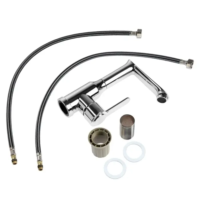 Смеситель для раковины ZEIN Z3698, поворотный излив высотой 18 см, ABS-пластик, хром