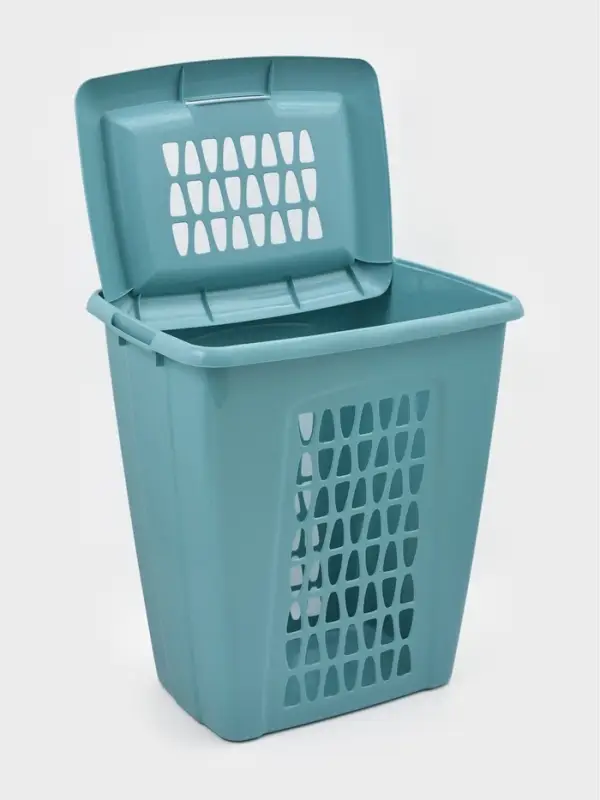 Корзина для белья с крышкой «Молетта», 60 л, 47.9×36.9×55 см, прямоугольная, бирюзовая Корзина для белья с крышкой «Молетта», 60 л, 47.9×36.9×55 см, прямоугольная, бирюзовая