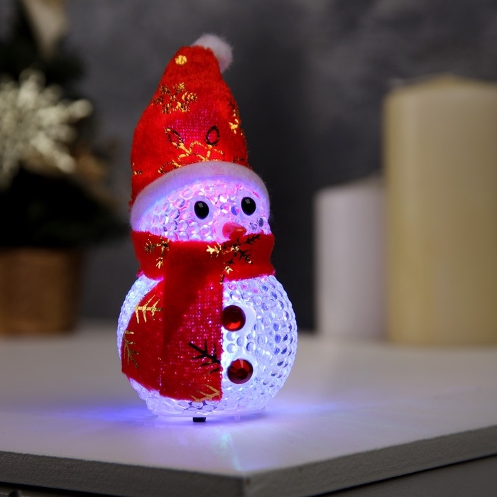 Ёлочная игрушка «Снеговик», 10 см, от батареек, свечение мульти (RGB) Ёлочная игрушка «Снеговик», 10 см, от батареек, свечение мульти (RGB)