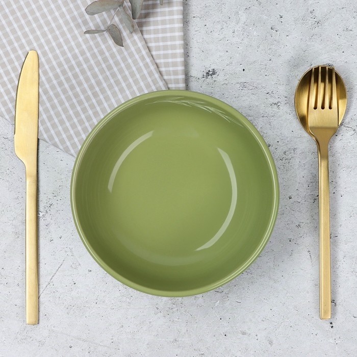 Глубокая тарелка керамическая «Олива», 15.5 х 6.5 см, 800 мл, цвет зелёный