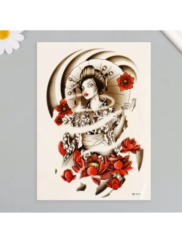 Переводная тату на тело цветная &laquo;Женщина Сакура&raquo;, 26.1&times;14.6 см