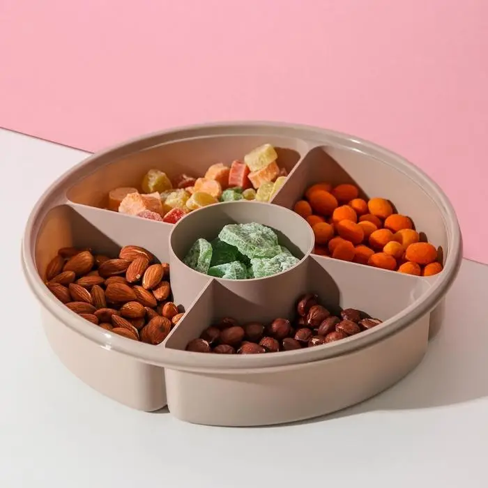 Менажница с крышкой IDEA, 5 секций, пластик, бежевый