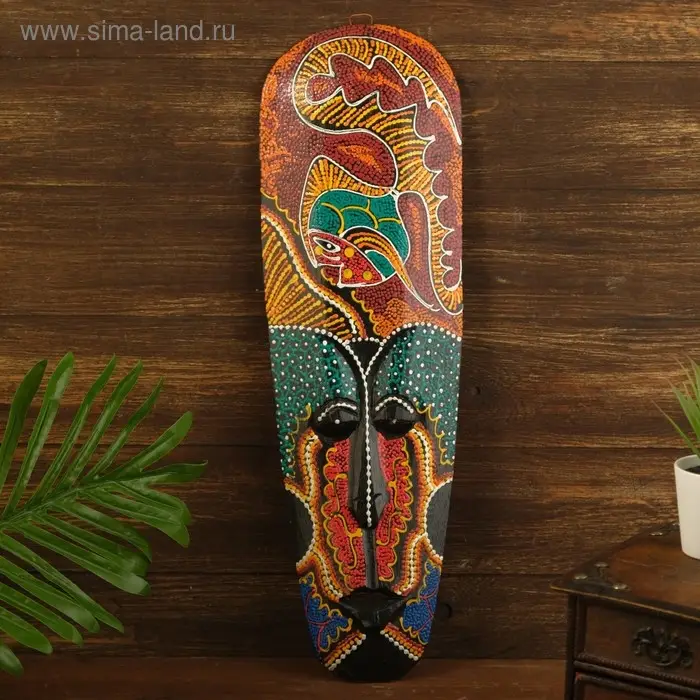 Маска Маска "Абориген рыбка" дерево 3х12х50 см