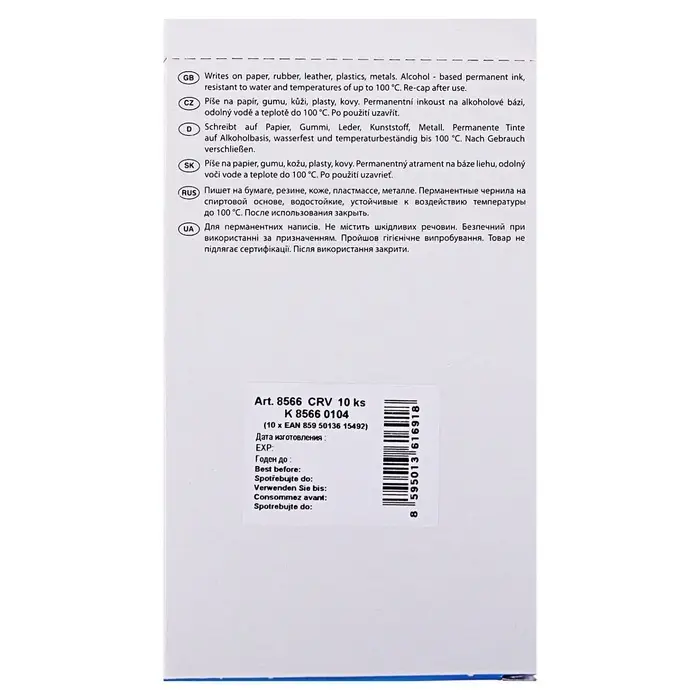 Маркер перманентный Centropen 8566, красный, узел 5.0 мм, линия 2.5 мм