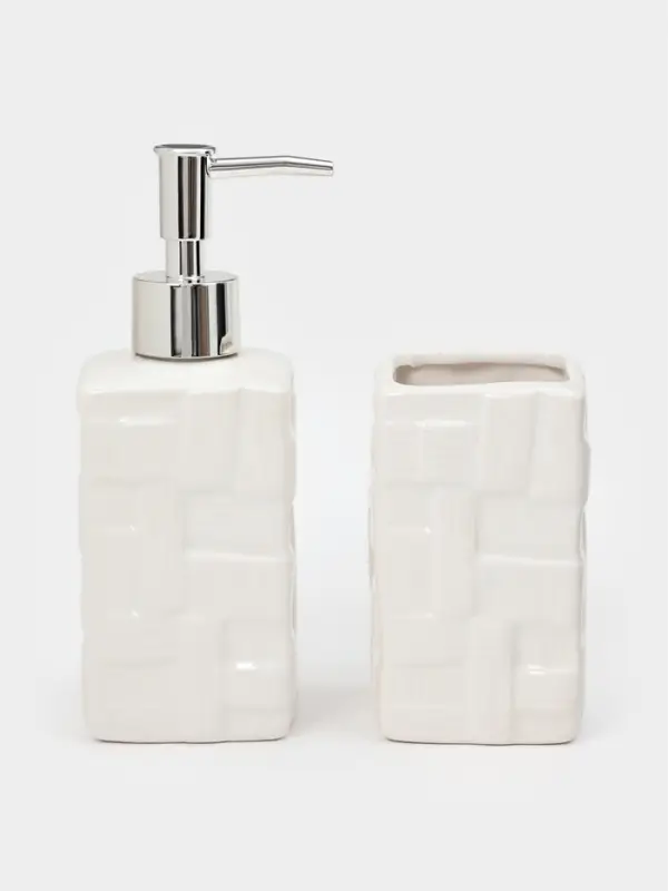 Набор для ванной "Плетение" 3 предмета (дозатор, стакан, мыльница), цвет белый