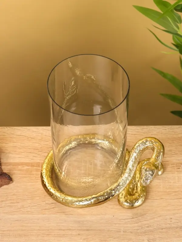 Подсвечник "Золотой полоз" алюминий 21х20х15,5 см