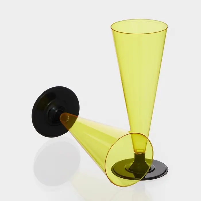 Фужер пластиковый одноразовый «Конус», 150-180 мл, жёлтый