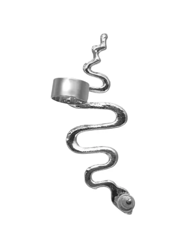 Серьга кафф &laquo;Змея анаконда&raquo;, цвет серебро