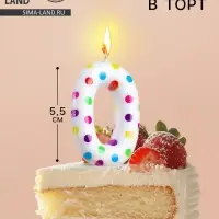 Свеча в торт на день рождения «‎Цифра 0»‎, 5.5 см