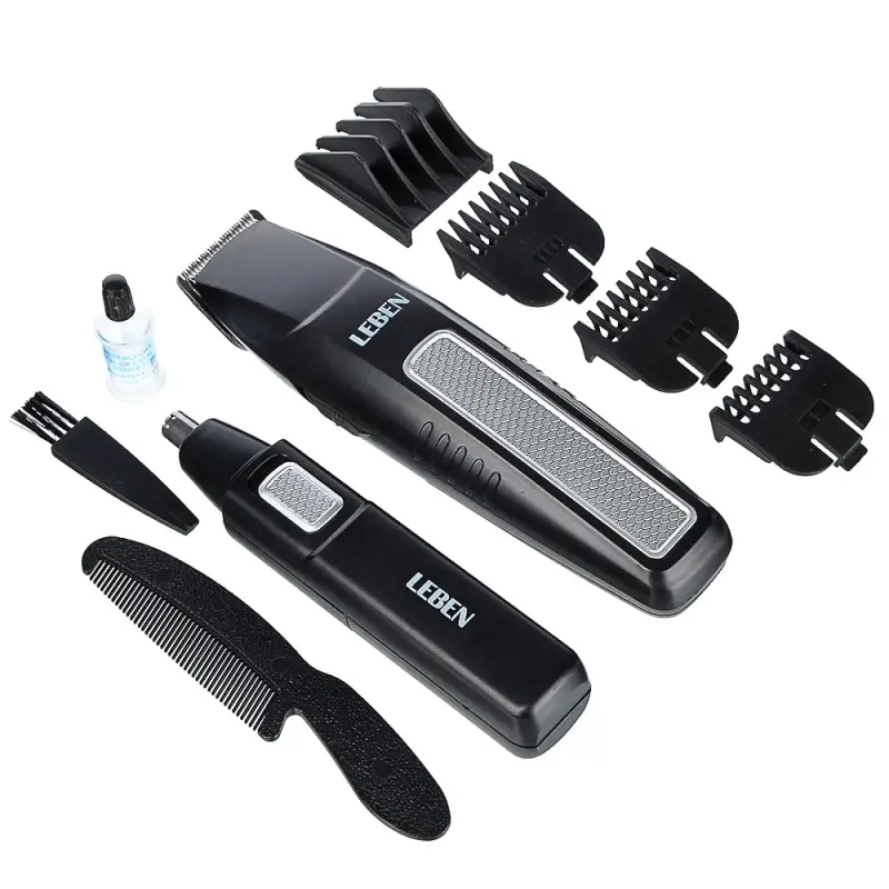 LEBEN Набор с триммером для усов бороды и носа, 4 насадки