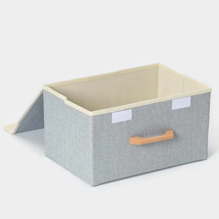 Короб стеллажный для хранения с крышкой LaDо́m «Франческа», 33×24×18 см, серо-голубой Короб стеллажный для хранения с крышкой LaDо́m «Франческа», 33×24×18 см, серо-голубой