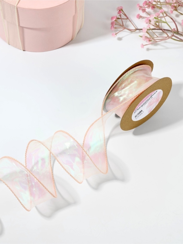 Лента капроновая «Волна», с радужным переливом, 38 мм, 9,1 ± 0,5 м, цвет бежевый