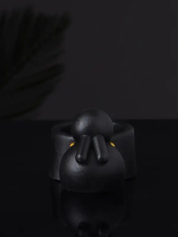 Подсвечник  Подсвечник "Заяц с чашей" 8х6х4,  черный