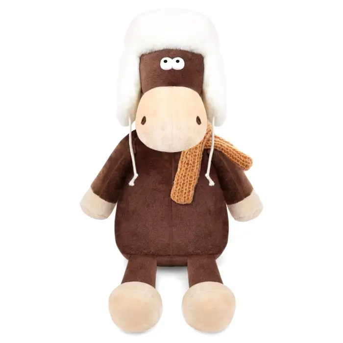 Мягкая игрушка «Конь Василий в ушанке и шарфе», 27 см