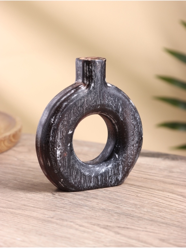 Ваза Ваза "Сканди" дерево Джати, 12х3х13 см, цв. темно-коричневый