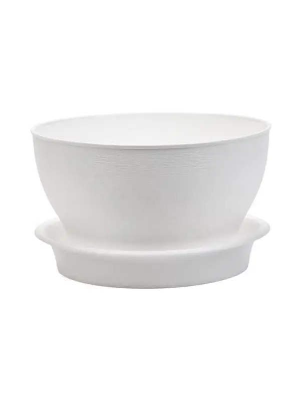 Горшок для цветов с поддоном 0,8 л d14 см h8 см  Горшок для цветов с поддоном 0,8 л d14 см h8 см "Фиалочка" белый