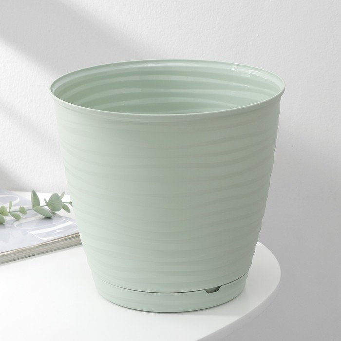 Горшок для цветов с поддоном Saffron, 5,4 л, d=22,4 см, h=20,5 см, цвет светло-зелёный Горшок для цветов с поддоном Saffron, 5,4 л, d=22,4 см, h=20,5 см, цвет светло-зелёный