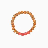 Браслет из сандалового дерева с агатом, длина 18 см, цв. красный