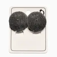 Серьги клипсы для ушей QF &laquo;Круг в рубчик&raquo;, цвет чернёное серебро