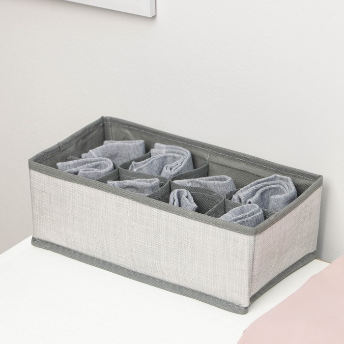 Органайзер для хранения белья «Нить», 8 ячеек, 29×14×10 см, цвет серый Органайзер для хранения белья «Нить», 8 ячеек, 29×14×10 см, цвет серый