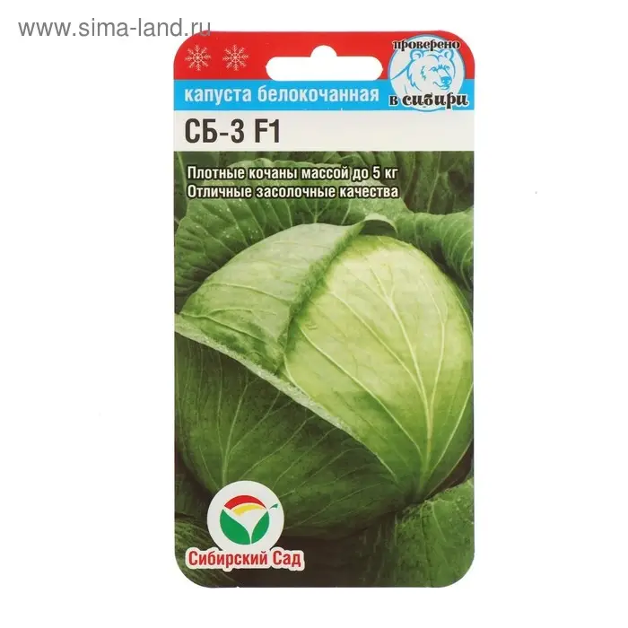 Семена Капусты белокочанной Семена Капусты белокочанной "СБ-3", F1, 25 шт.