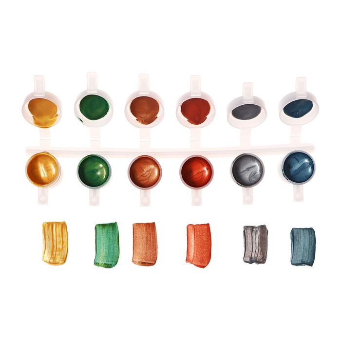 Краска акриловая, набор 6 цветов х 5 мл, Metallic, Calligrata Kid, МЕТАЛЛИЗИРОВАННЫЕ (повышенное содержание пигмента), морозостойкие