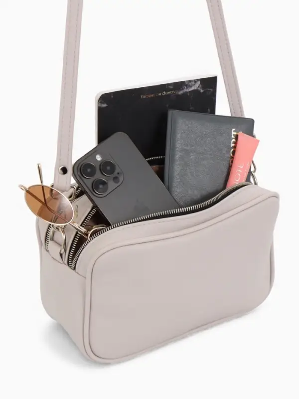 Сумка женская кросс-боди TEXTURA на молнии, 24&times;9&times;15 см, светло-серая
