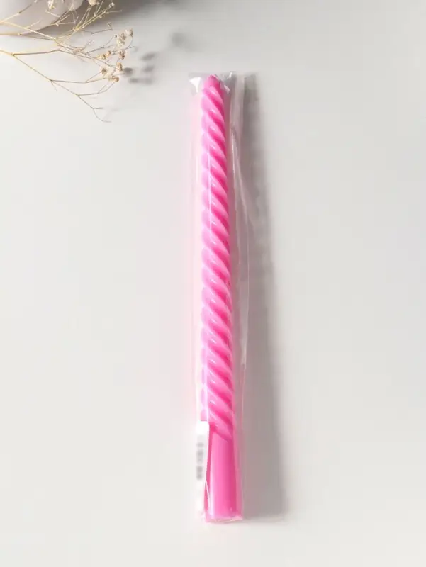 Свеча витая 25 см, 57 г, 5 ч, розовый