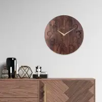 Часы настенные, интерьерные, бесшумные, d-35 см, дерево, открытые, темный циферблат