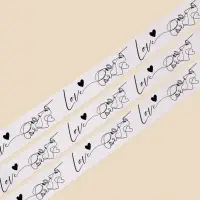 Лента атласная, подарочная упаковка, Love, белая, 2 см &times; 22.5 м