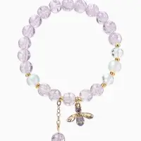 Браслет с подвесками &laquo;Сахарный. Пчёлка&raquo;, d=6 см, шар №8, фиолетовый в золоте