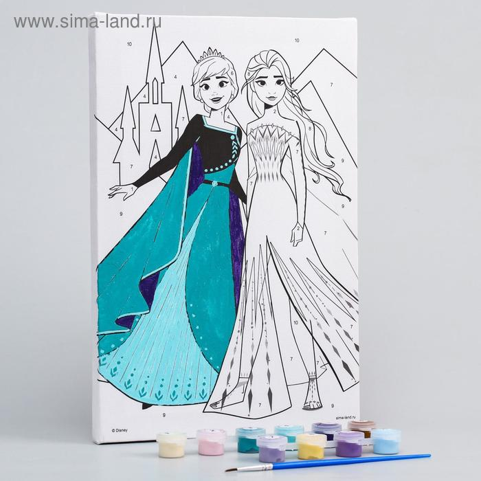 Картина по номерам для детей "Анна и Эльза" 20х30 см, Холодное сердце